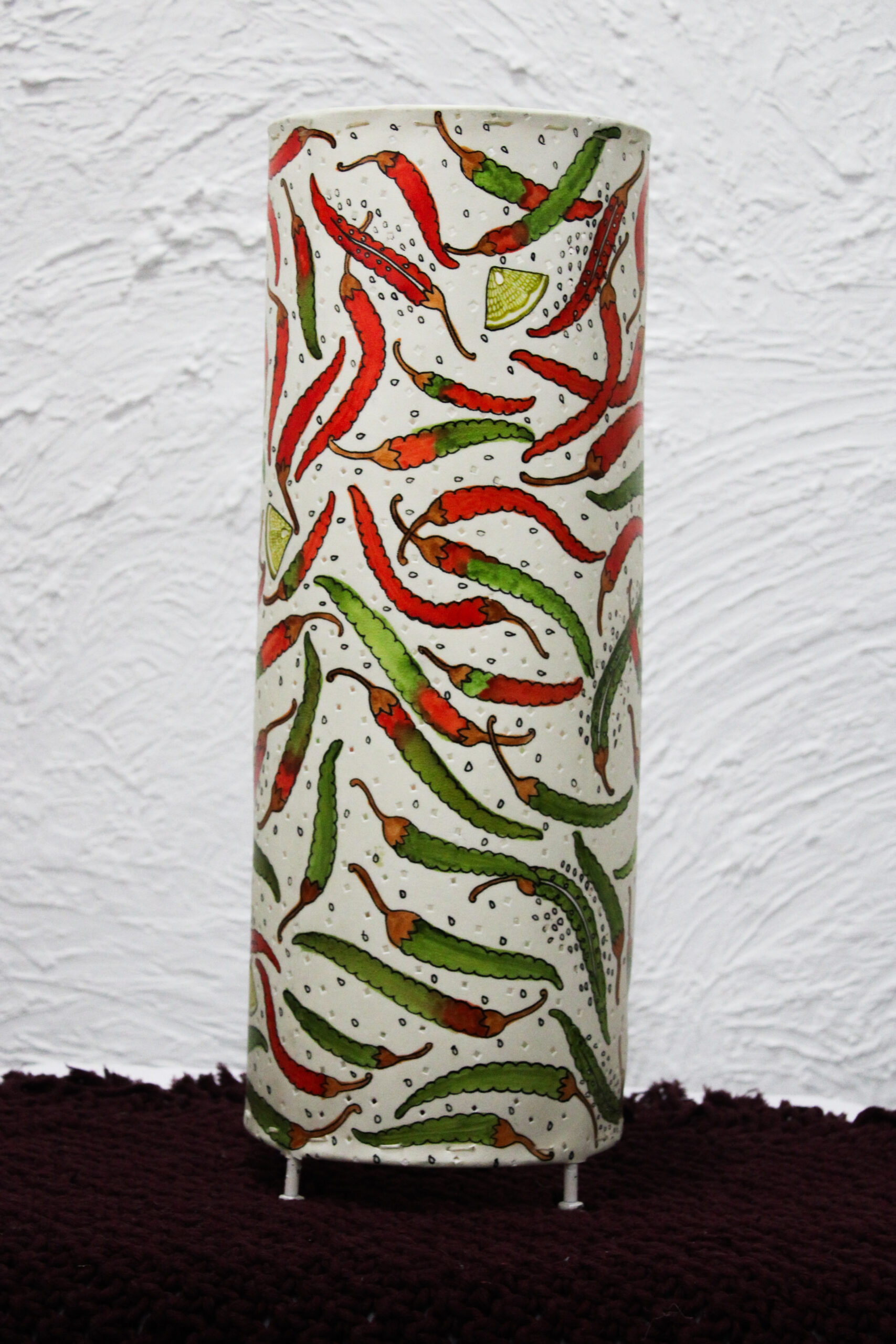 Hand-Painted Leather Table Lamp – 19 Inch -Chili Design