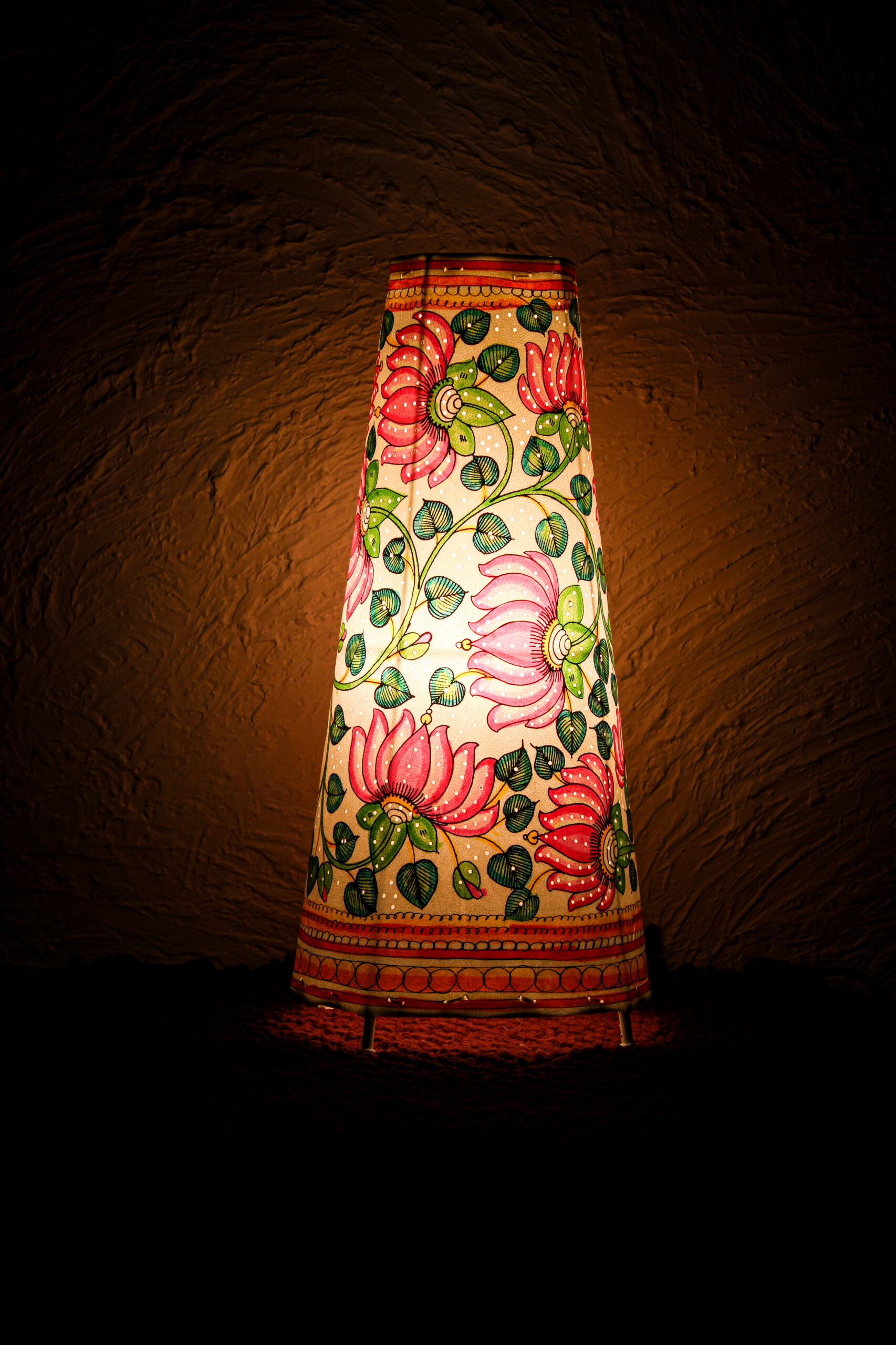 Floral Painted Table Lamp Shade - Handcrafted