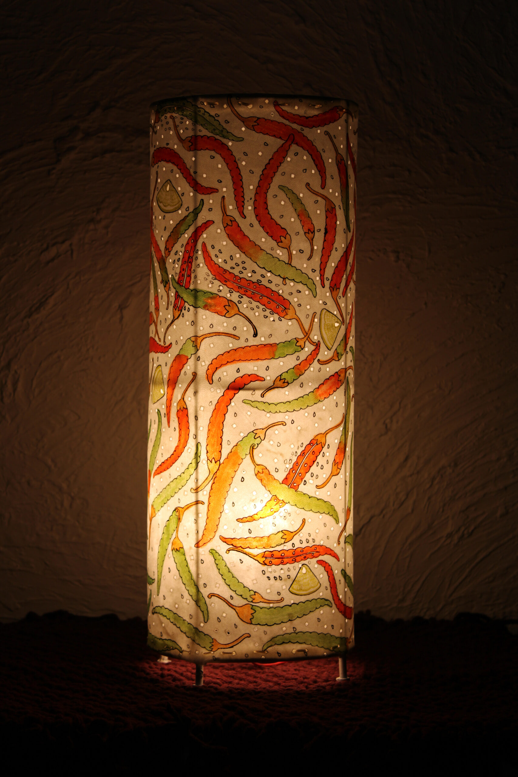 Hand-Painted Leather Table Lamp – 19 Inch -Chili Design