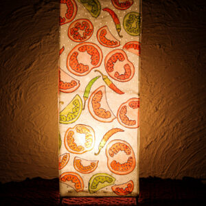 Hand-Painted Leather Square Lamp – 19 Inch | Tomato & Chili Design